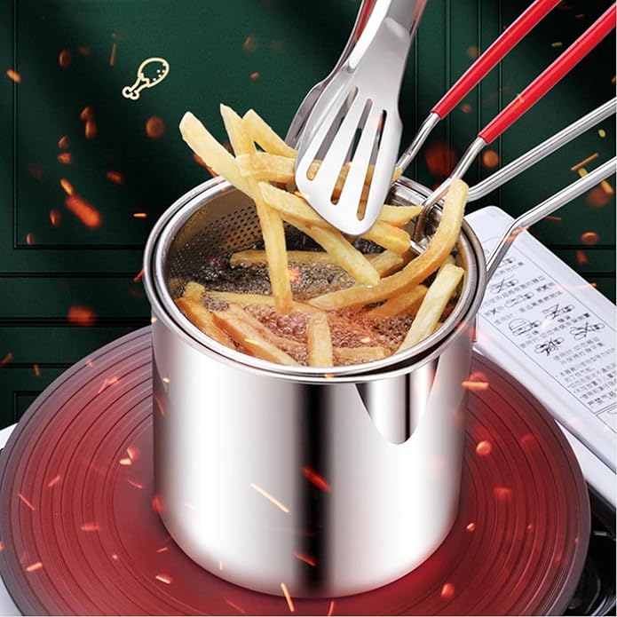 Olla de fritura con canastilla de 1,2 litros de Acero Inoxidable