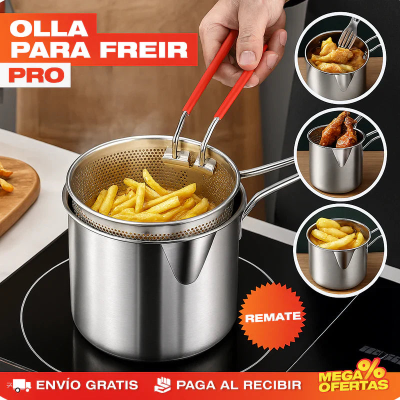 Olla de fritura con canastilla de 1,2 litros de Acero Inoxidable