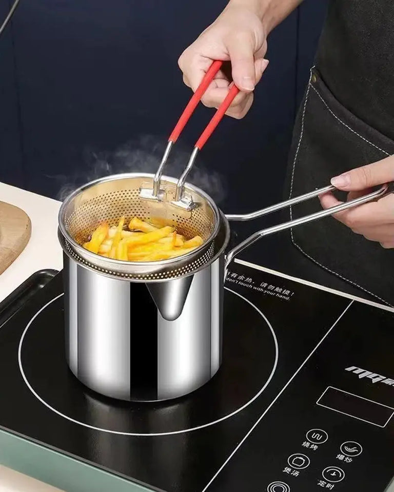 Olla de fritura con canastilla de 1,2 litros de Acero Inoxidable