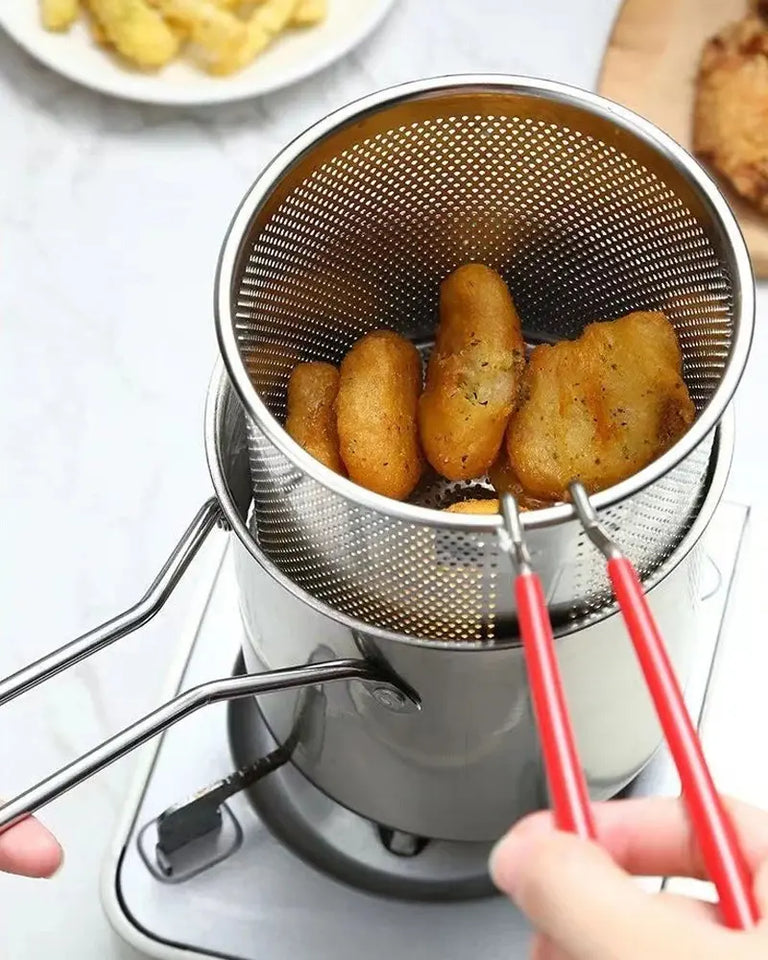 Olla de fritura con canastilla de 1,2 litros de Acero Inoxidable